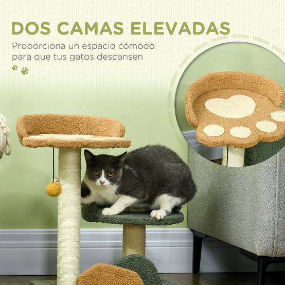 Arbre à Chat Design Fleur 52 cm Griffoir avec Poteau Sisal et Deux Lits Douillets - ComfortXL Outdoor Living - Image 7