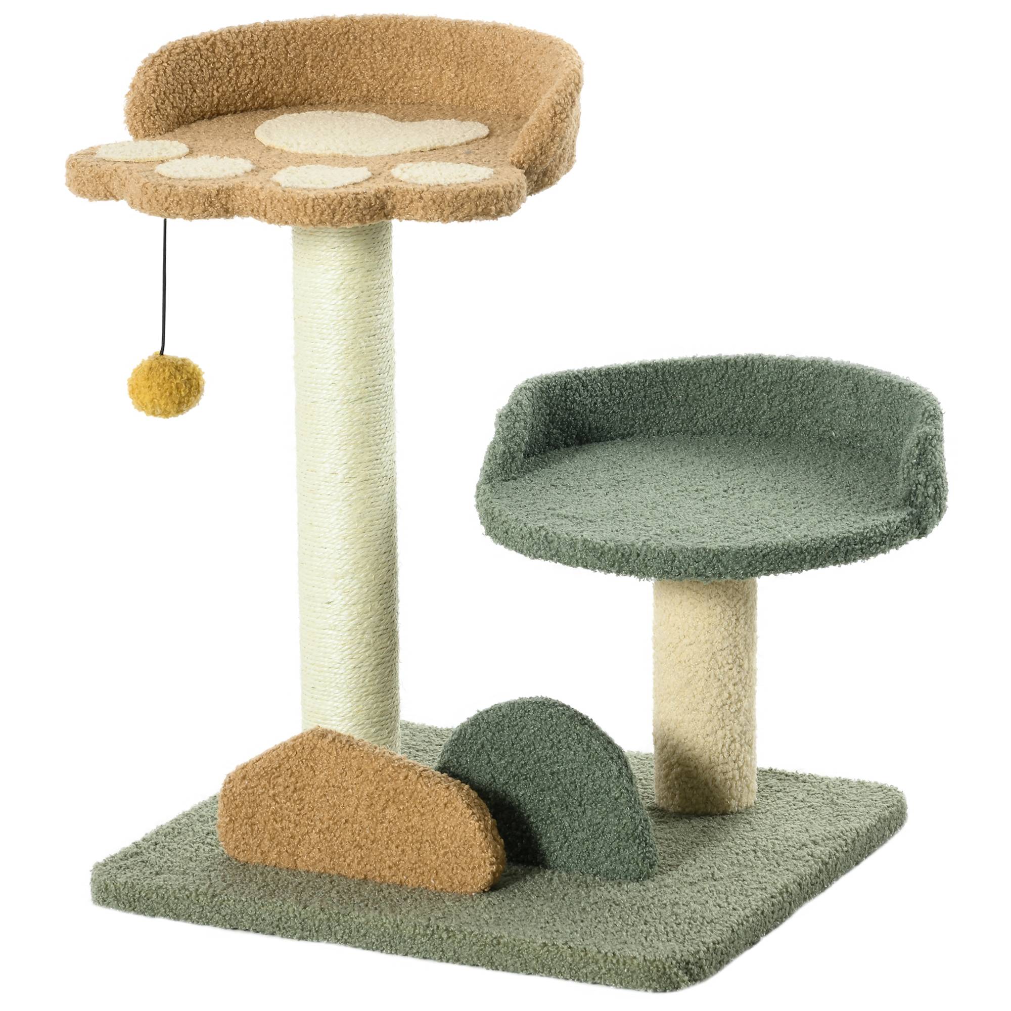 Arbre à Chat Design Fleur 52 cm Griffoir avec Poteau Sisal et Deux Lits Douillets - ComfortXL Outdoor Living - Image 2