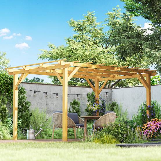 Pergola de jardin bois sapin pour plantes grimpantes aménagement terrasse 3x4m - ComfortXL Outdoor Living - Image 4