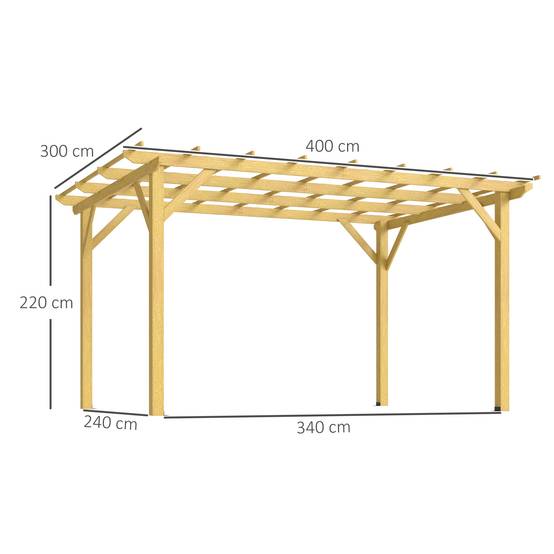 Pergola de jardin bois sapin pour plantes grimpantes aménagement terrasse 3x4m - ComfortXL Outdoor Living - Image 5