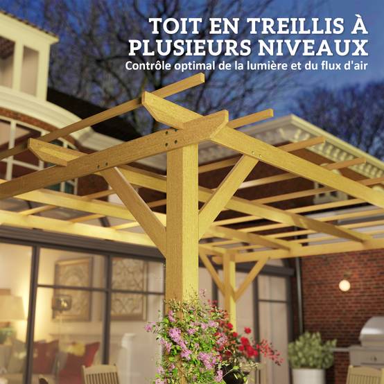 Pergola de jardin bois sapin pour plantes grimpantes aménagement terrasse 3x4m - ComfortXL Outdoor Living - Image 7