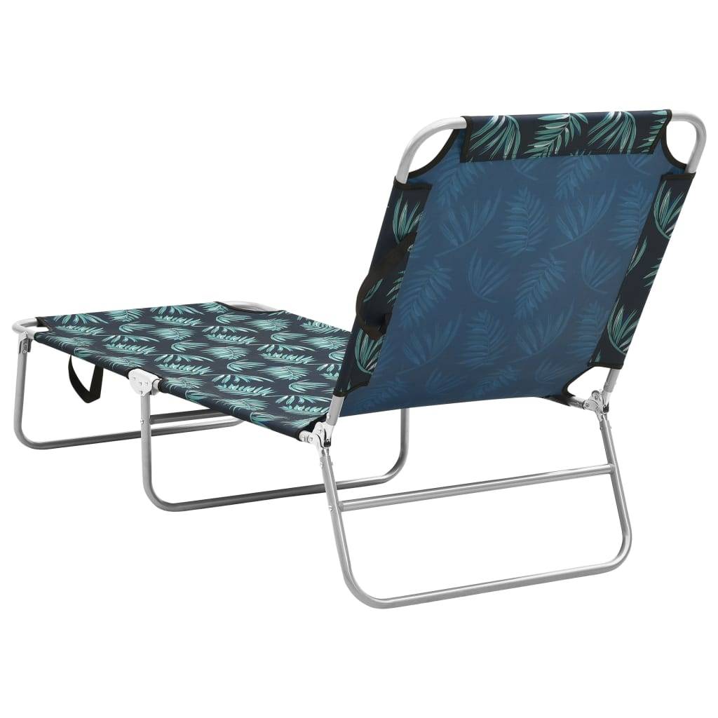 Bain de soleil pliable - Transat - Chaise longue acier et tissu motif de feuilles - MEUBLE PRO - Image 4