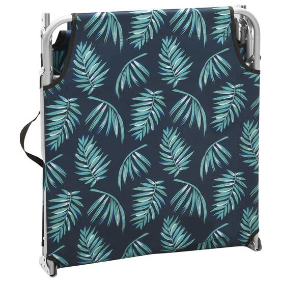 Bain de soleil pliable - Transat - Chaise longue acier et tissu motif de feuilles - MEUBLE PRO - Image 5