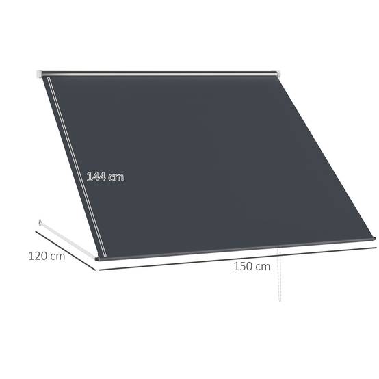 Petit store banne extérieur fenêtre aluminium inclinaison manuelle UV30+ 150x120cm gris - ComfortXL Outdoor Living - Image 5