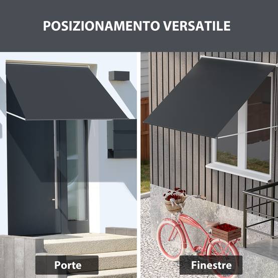 Petit store banne extérieur fenêtre aluminium inclinaison manuelle UV30+ 150x120cm gris - ComfortXL Outdoor Living - Image 8