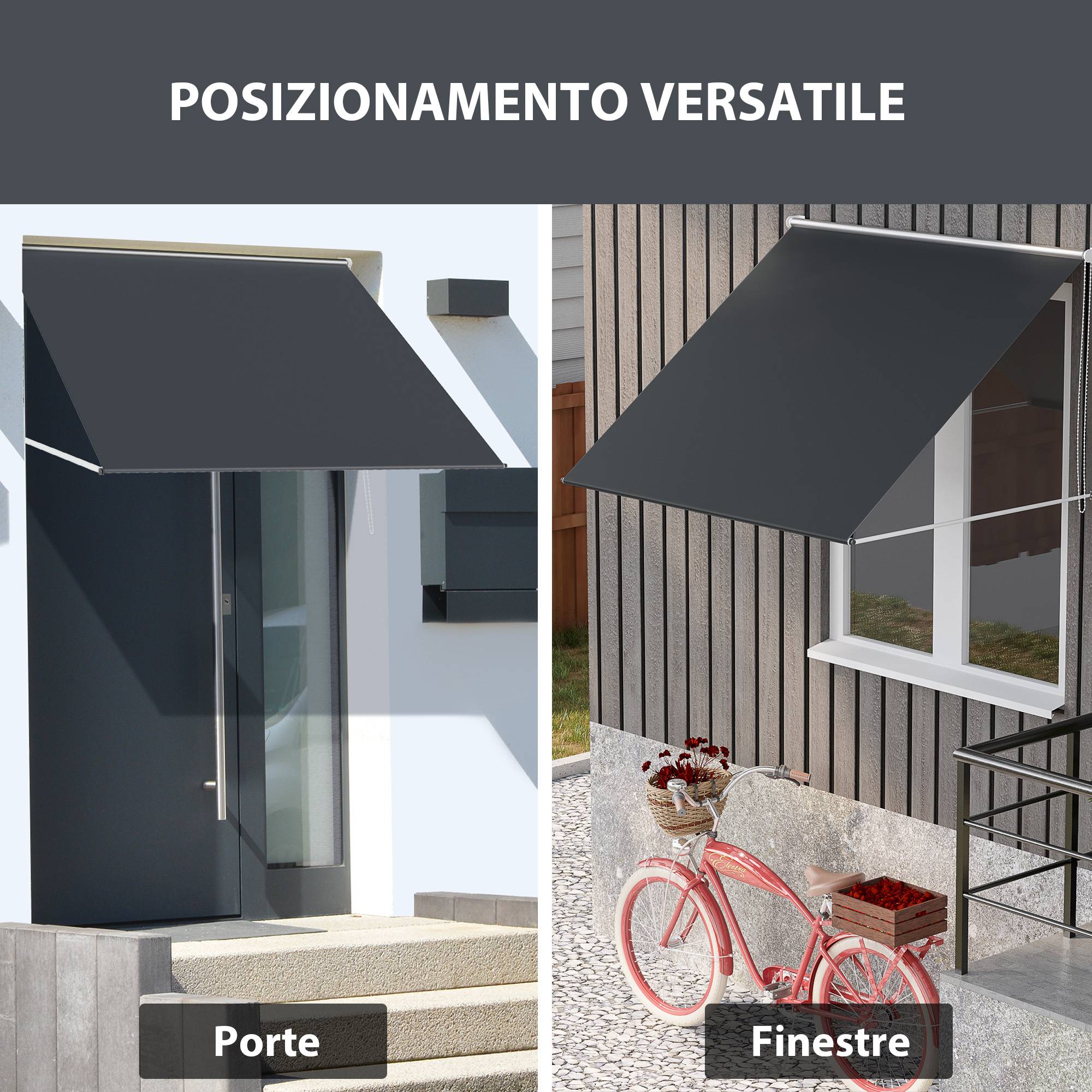 Petit store banne extérieur fenêtre aluminium inclinaison manuelle UV30+ 150x120cm gris - ComfortXL Outdoor Living - Image 8