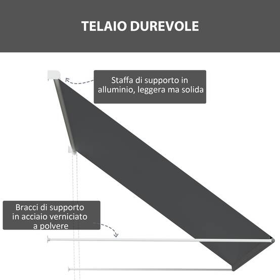 Petit store banne extérieur fenêtre aluminium inclinaison manuelle UV30+ 150x120cm gris - ComfortXL Outdoor Living - Image 9