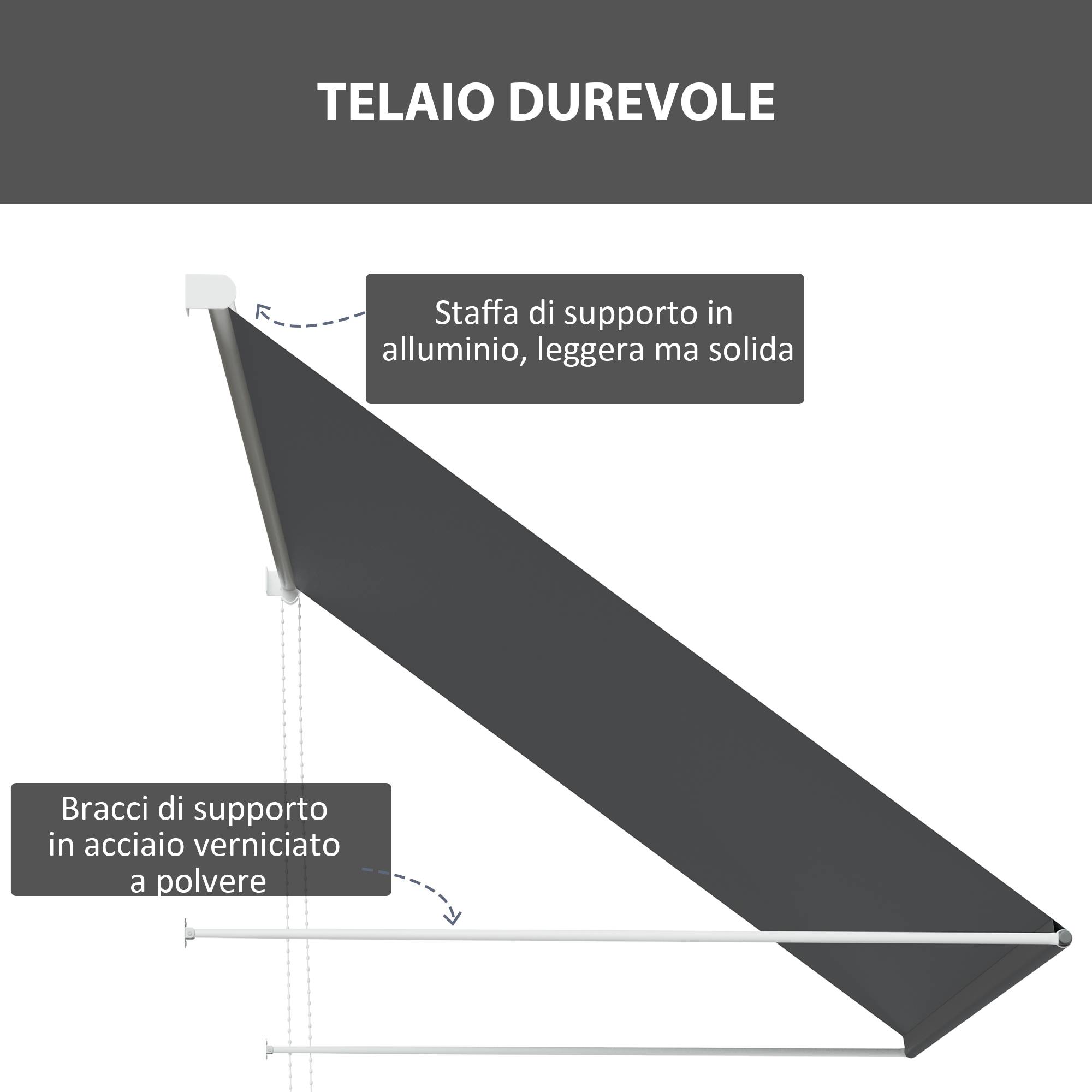 Petit store banne extérieur fenêtre aluminium inclinaison manuelle UV30+ 150x120cm gris - ComfortXL Outdoor Living - Image 9