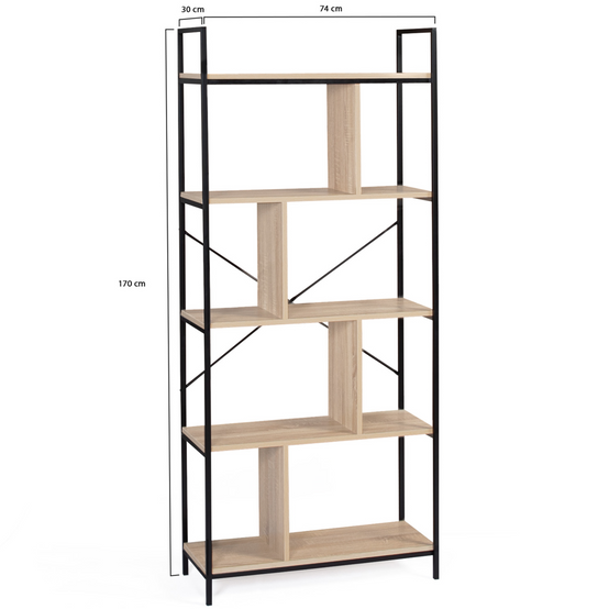 Etagère bibliothèque 5 niveaux DETROIT design industriel 170 cm - Image 6
