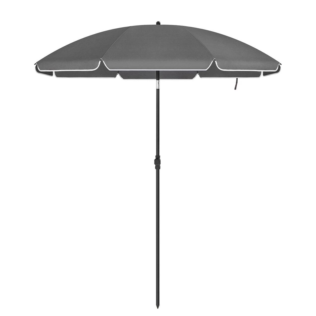 Helloshop26 - Parasol de jardin diamètre 2 m ombrelle protection UPF 50+ inclinable portable résistant au vent baleines en fibre de verre avec sac gris - Imagen 1