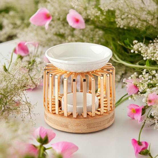 Brûle-Parfum Aero - Brûleur Senteurs - Mariage Métal Céramique et Bois - Atmosphère Parfumée -Intérieur moderne-50 ml - Image 1