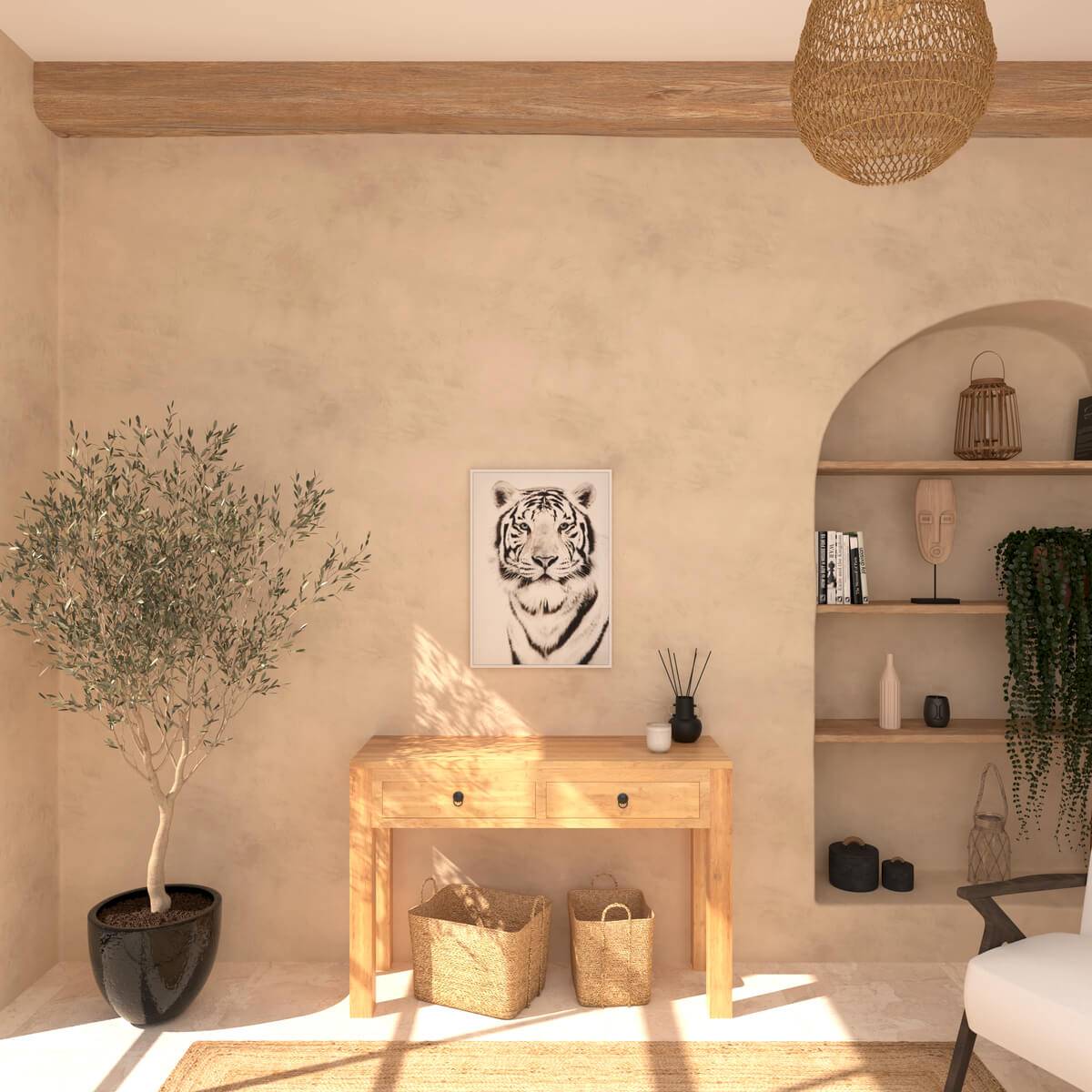 Atmosphera - Toile encadrée tigre noir et blanc 50x70cm - Atmosphera Créateur d'intérieur - Imagen 1