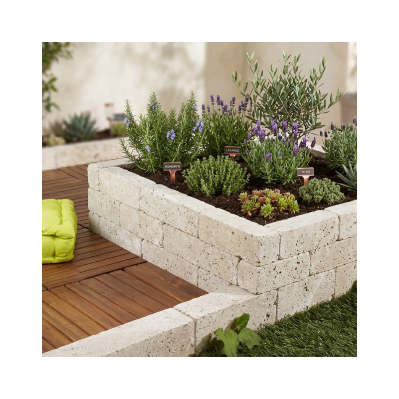 Jardinex - Bordure de jardin travertin 30 x 10 x 10 cm - Beige (Lot de 30) - Jardinex - Imagen 5