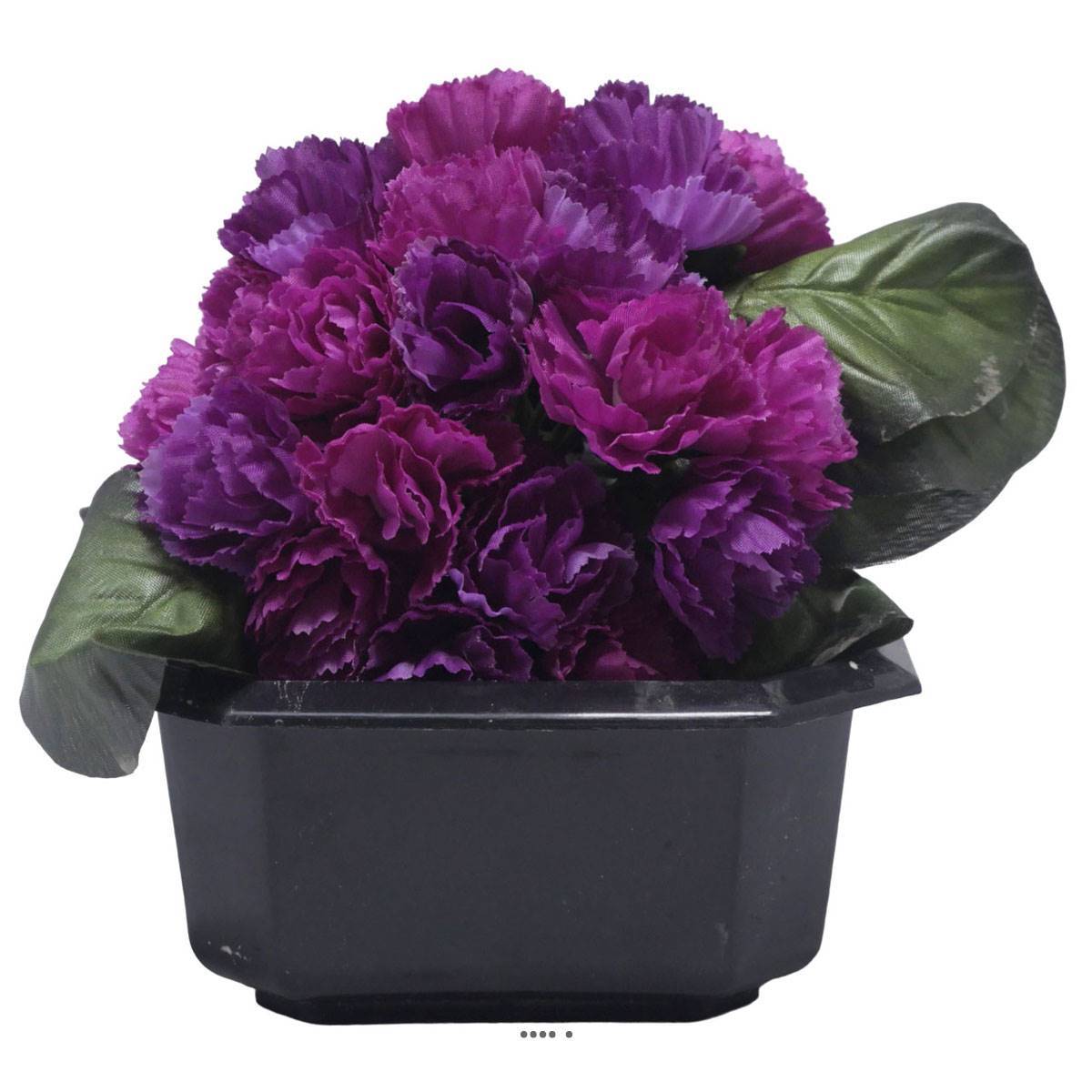 Artificielles - Bac carré fleurs artificielles oeillets Pourpre pour la Toussaint - couleur: Pourpre - Imagen 2