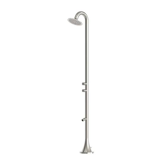 Douche inox 316L satinee a double bouton temporise pour exterieurs et jardins - Image 2