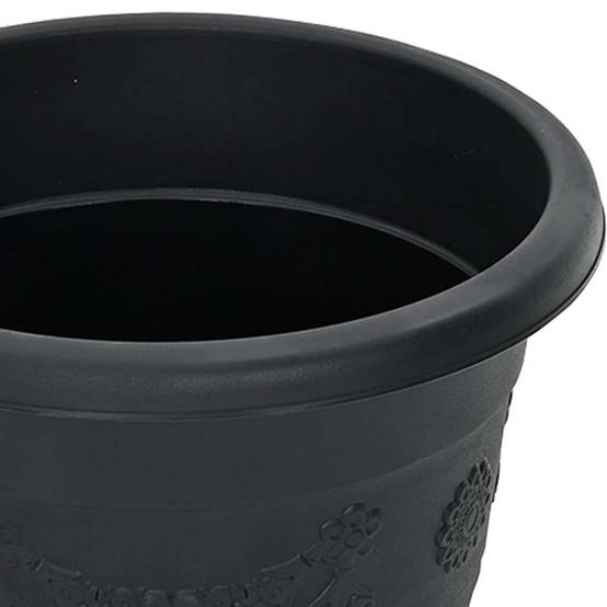 Lot de 24 Grands Pots de Fleurs Ronds Plastique pour Terrasse Drainage Ø39x32 cm Noir - ComfortXL Outdoor Living - Image 7