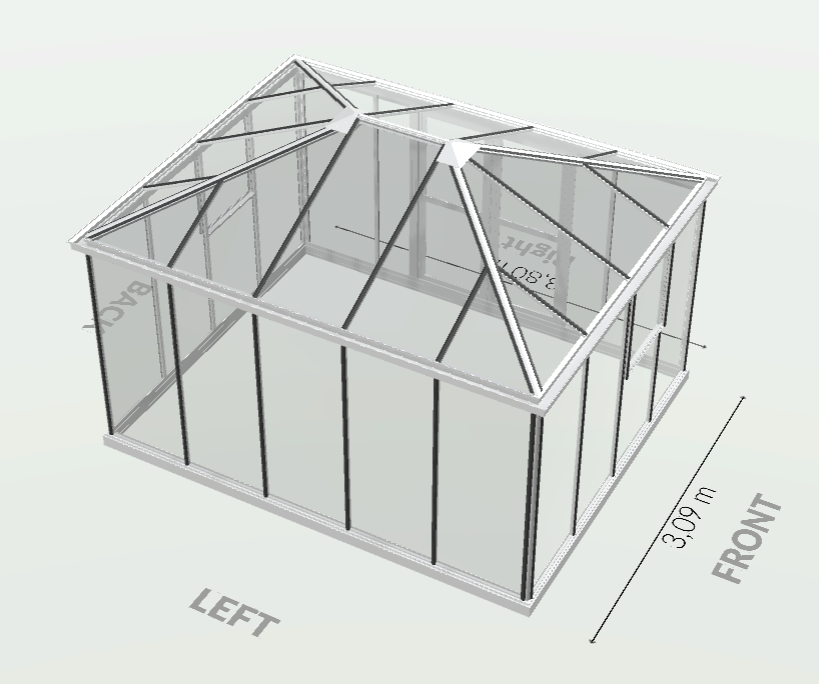 10m²  -  Serre en verre trempé - Euro Pyra Stretched- Alu - 10m² - ALUMINIUM - L'atelier Des Serres - Imagen 8
