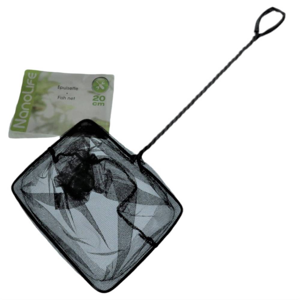 Epuisette filet noir, maille moyenne, 20 cm x 16 x 53 cm aquarium - Image 1