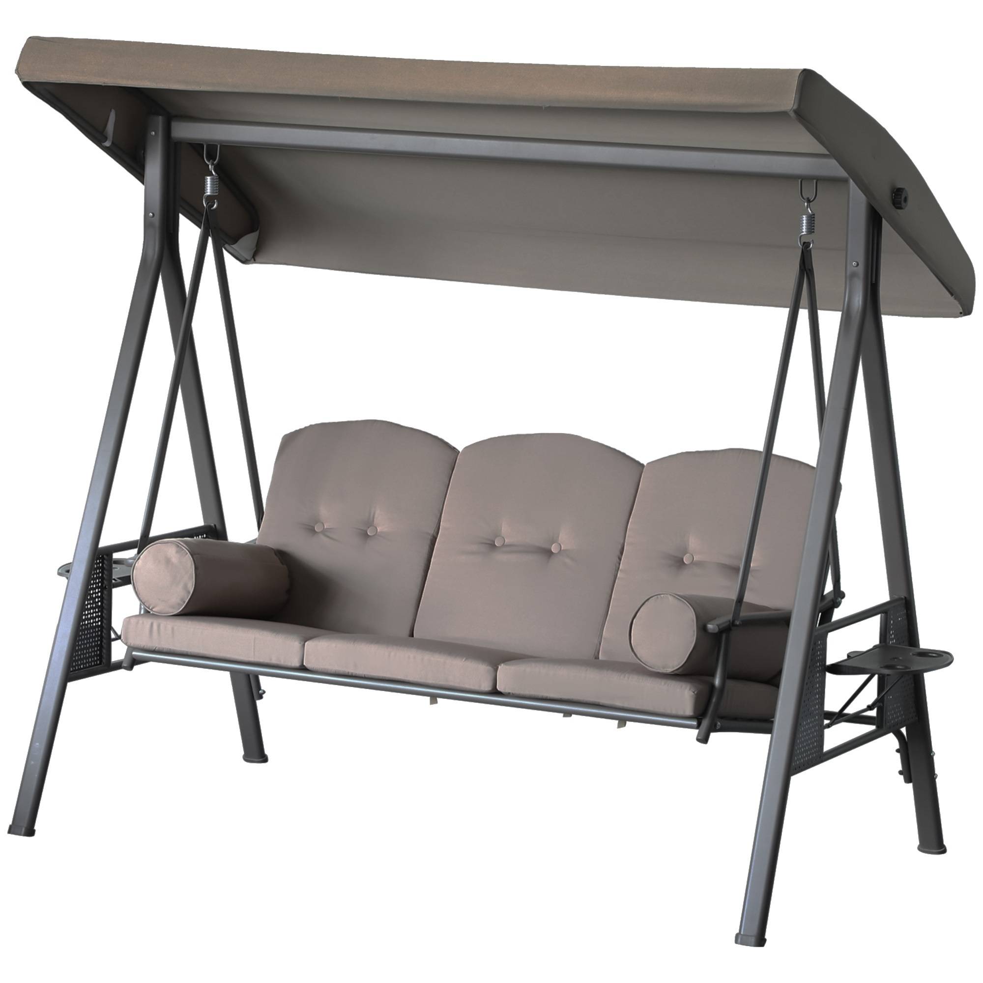 Balancelle de jardin 3 places métal patio toit réglable coussins confort beige - ComfortXL Outdoor Living - Image 2