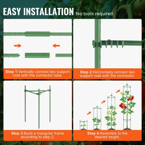 VEVOR Cages tomates jardin, lot 4, 160 cm, support treillis, plantes grimpantes. - Image 4