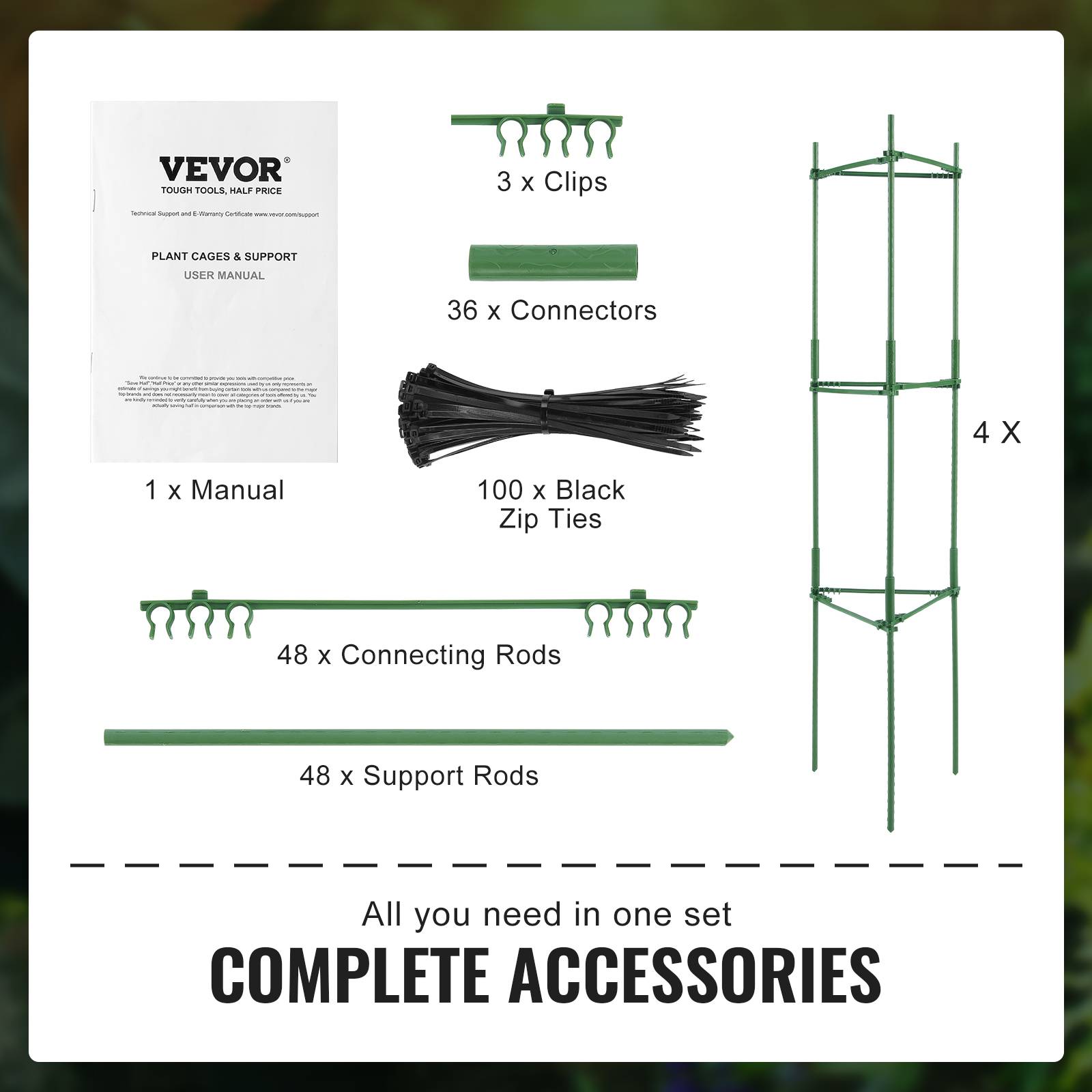 VEVOR Cages tomates jardin, lot 4, 160 cm, support treillis, plantes grimpantes. - Image 5