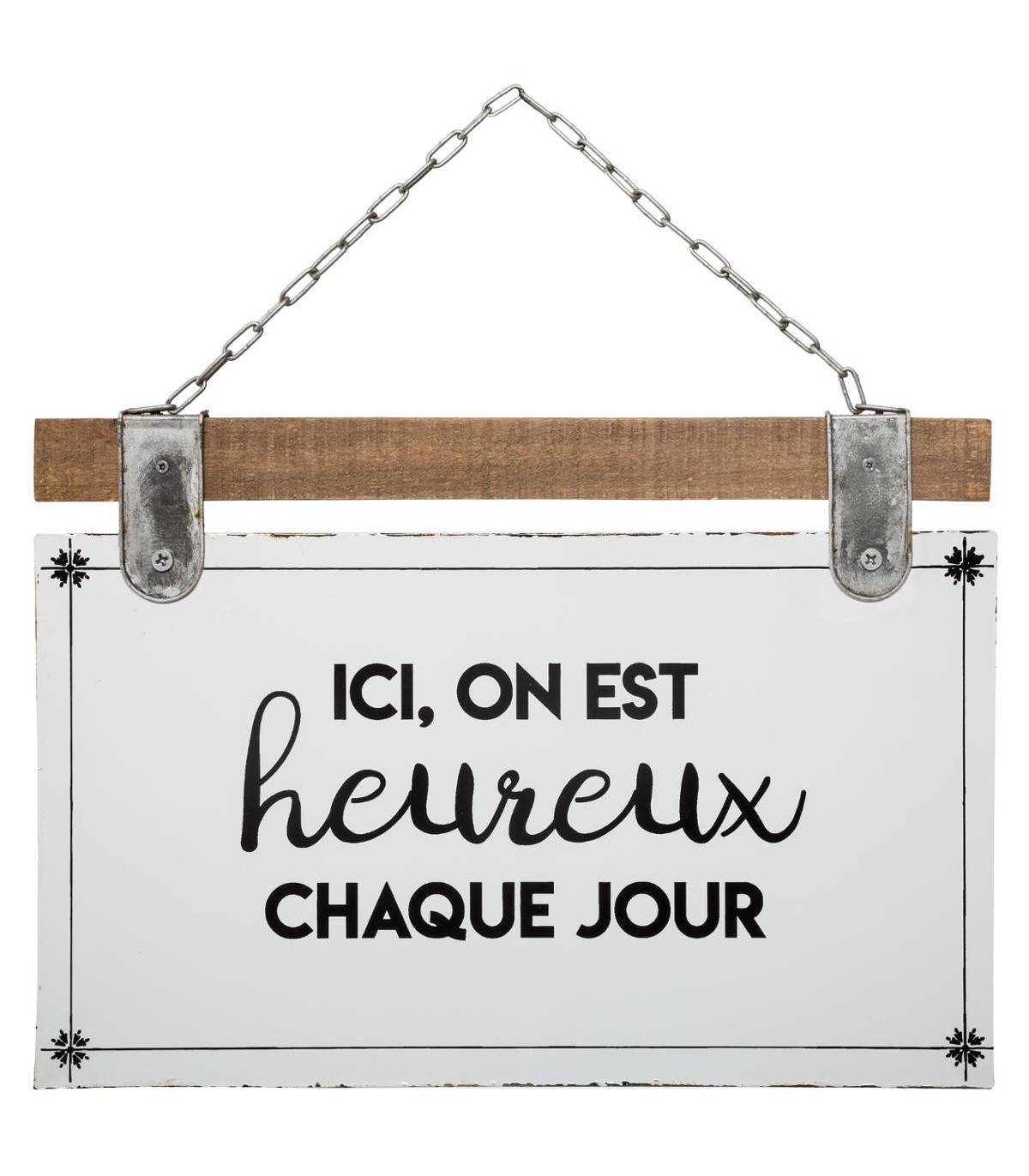 Plaque décorative en Bois et Métal avec Citation 35 x 25 cm - Imagen 1