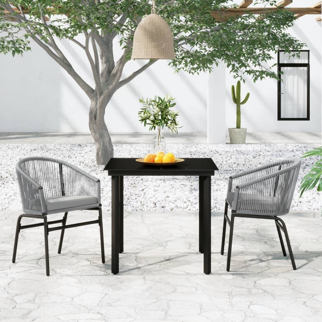 Ensemble Repas Jardin 2P Rotin PVC avec Coussins Gris – ComfortXL Outdoor Living - Image 1