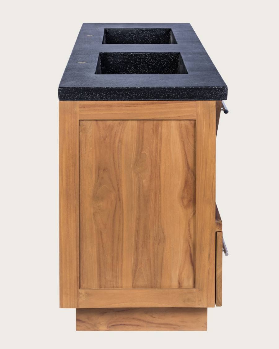 Diva - Meuble en teck et marbre terrazzo noir 145 cm - UNIQKA - Imagen 8