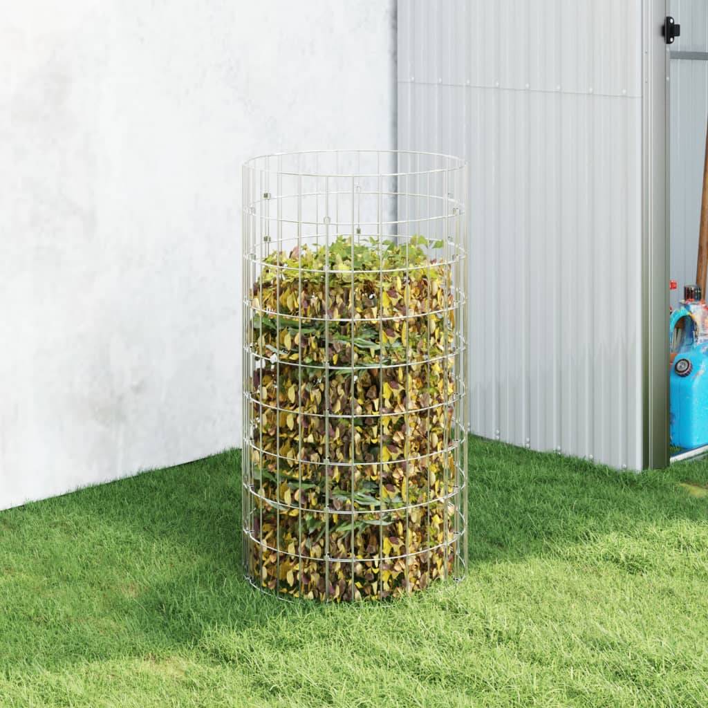 Composteur de jardin acier galvanisé argenté 50 x 50 x 100 cm - PANGIVO - Image 1
