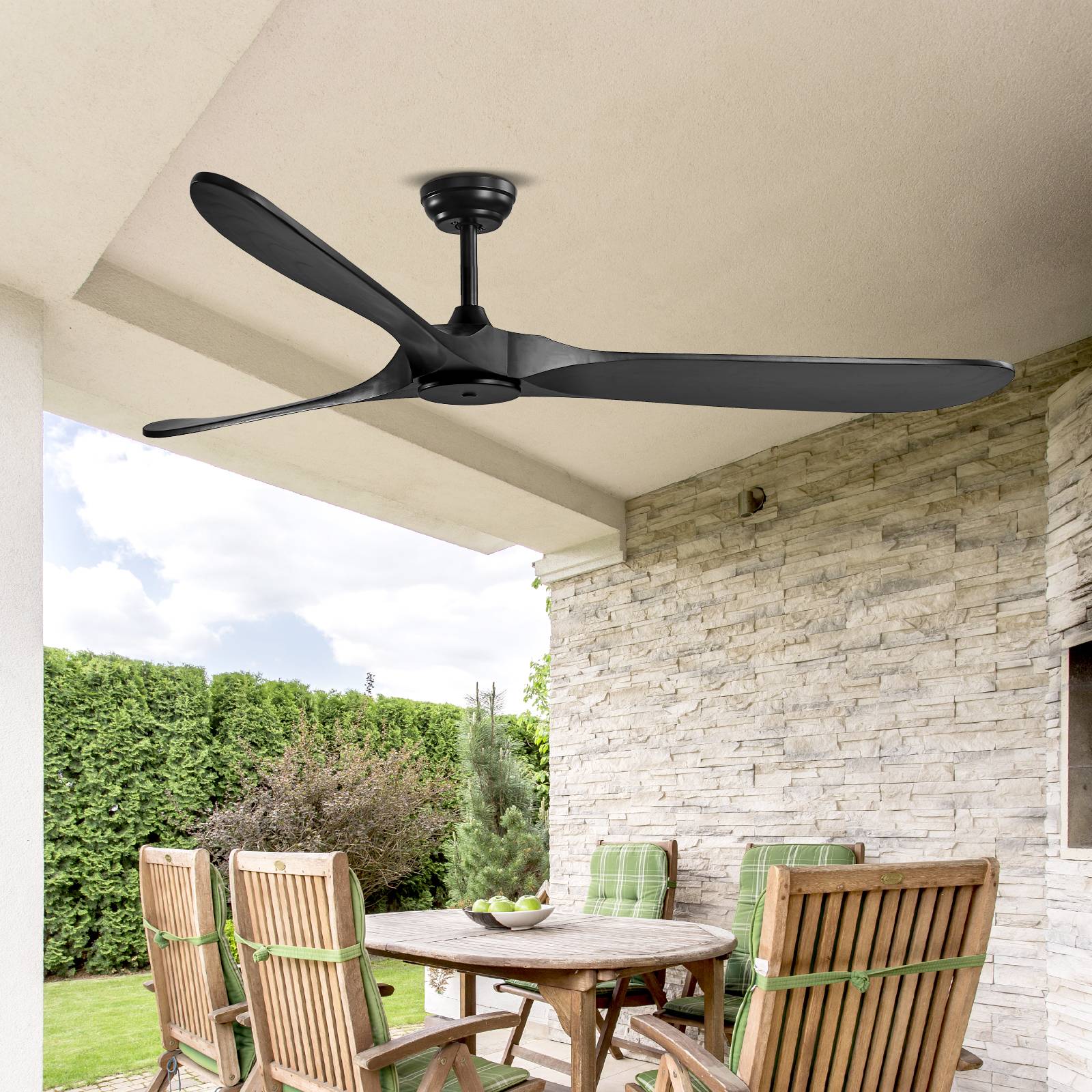 VEVOR Ventilateur plafond sans lumière 180 cm, 3 pales bois, télécommande. Moteur CC réversible, noir. - Image 8