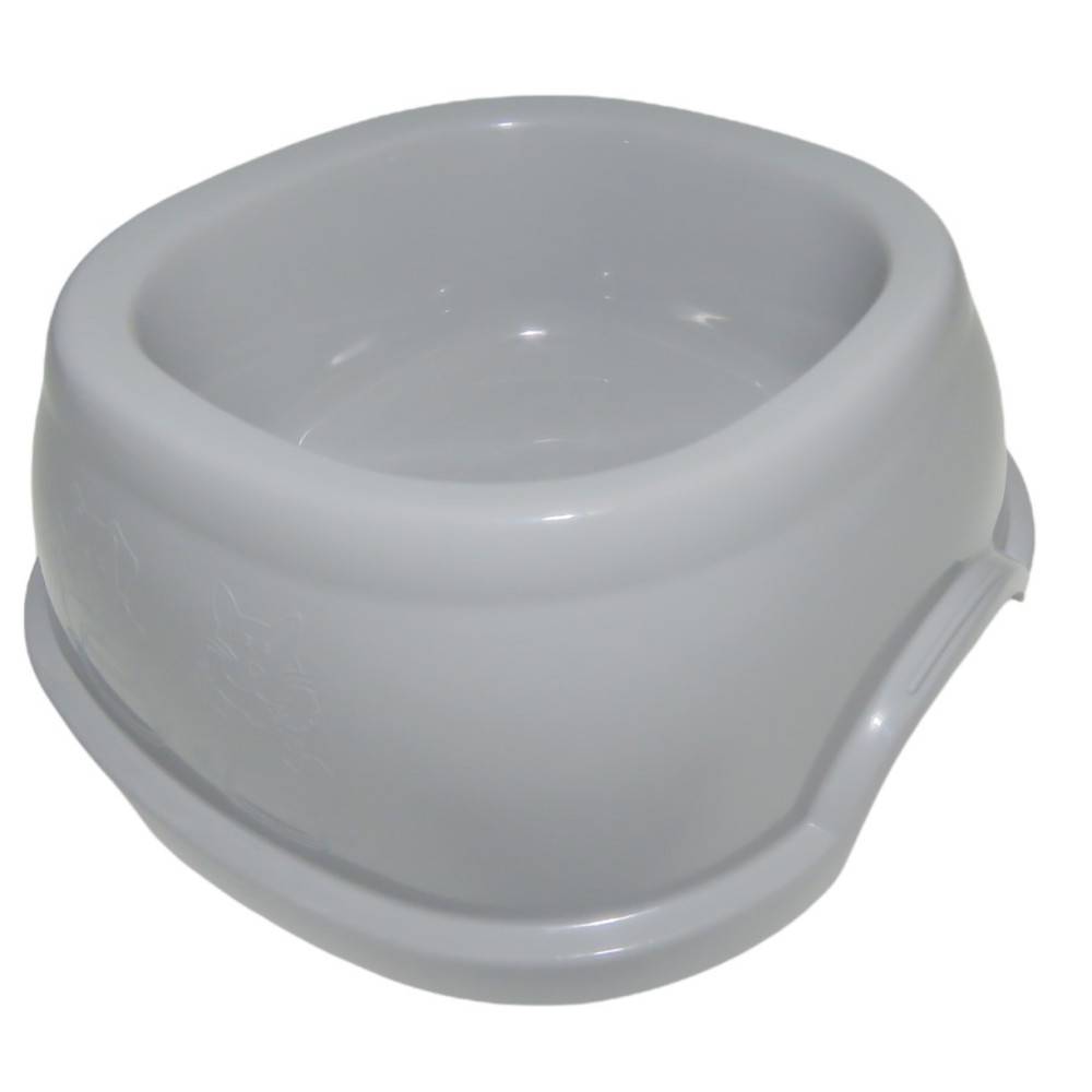 Cuenco cuadrado 400 ml, gris de plástico, para gato y perro - Imagen 4