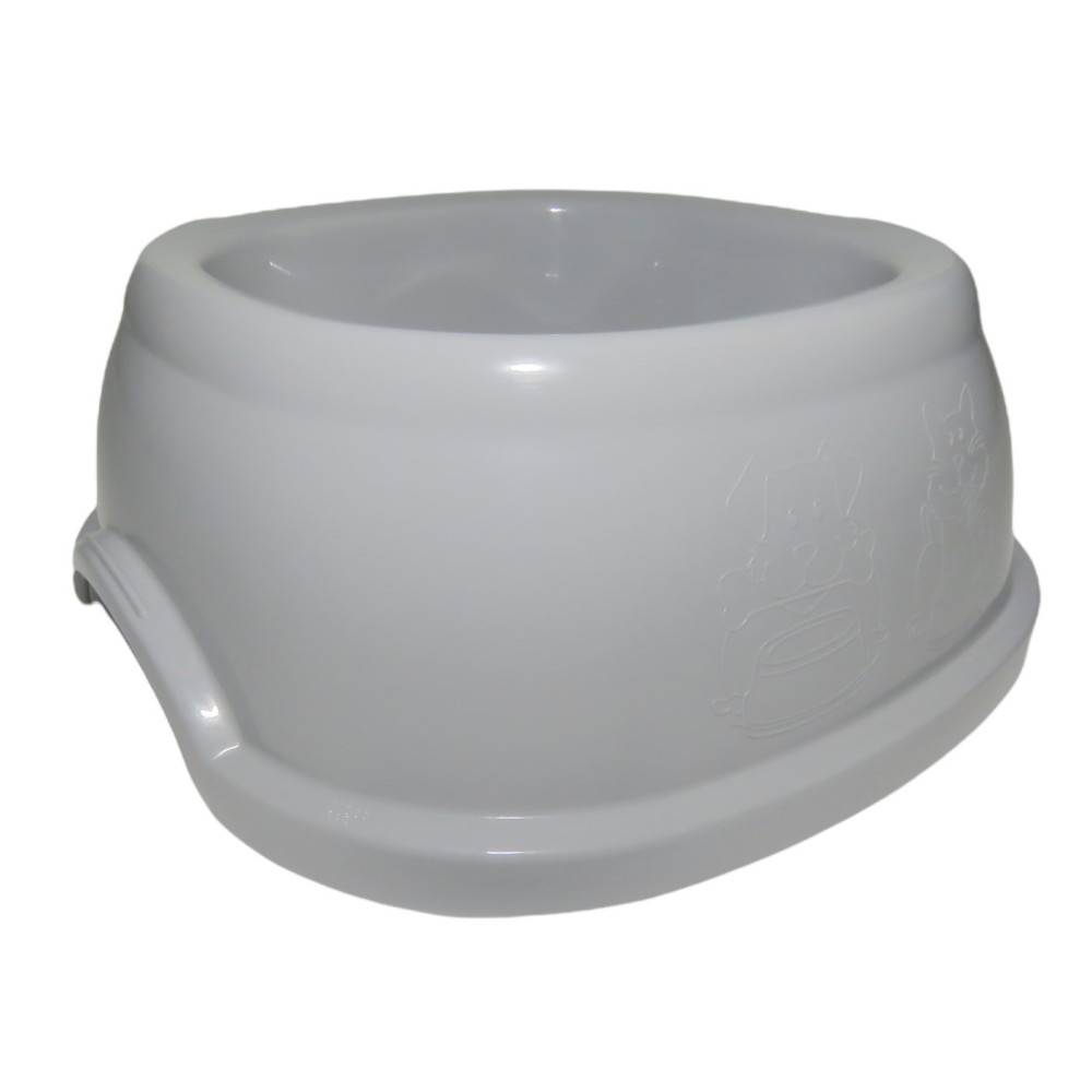 Cuenco cuadrado 400 ml, gris de plástico, para gato y perro - Imagen 1