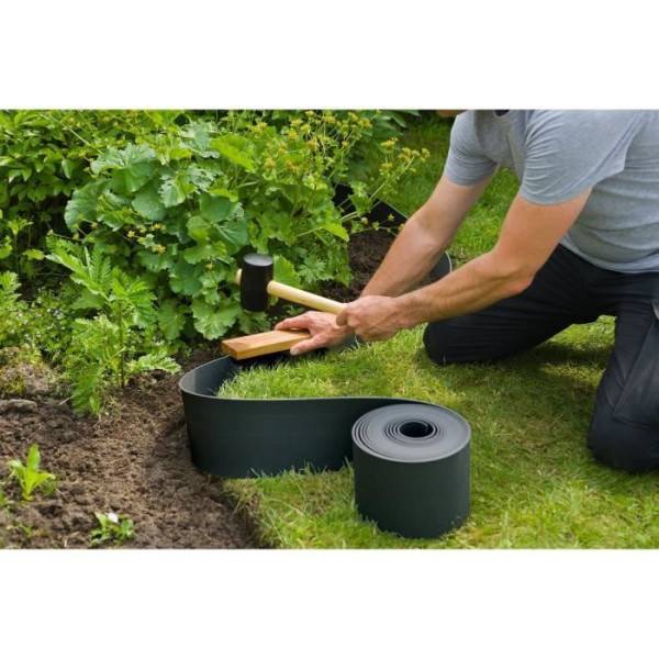 Nature - Bordure de jardin - NATURE - Noir - PE recyclé, épaisseur 3 mm - H15 cm x 10 m - 10 Ancres noires - H26,7 x 1,9 x 1,8cm - Image 4