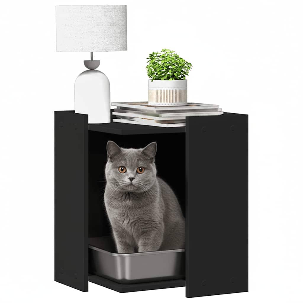 Vidaxl - Meuble de bac à litière pour chat noir bois d'ingénierie vidaXL 857743 - Image 4