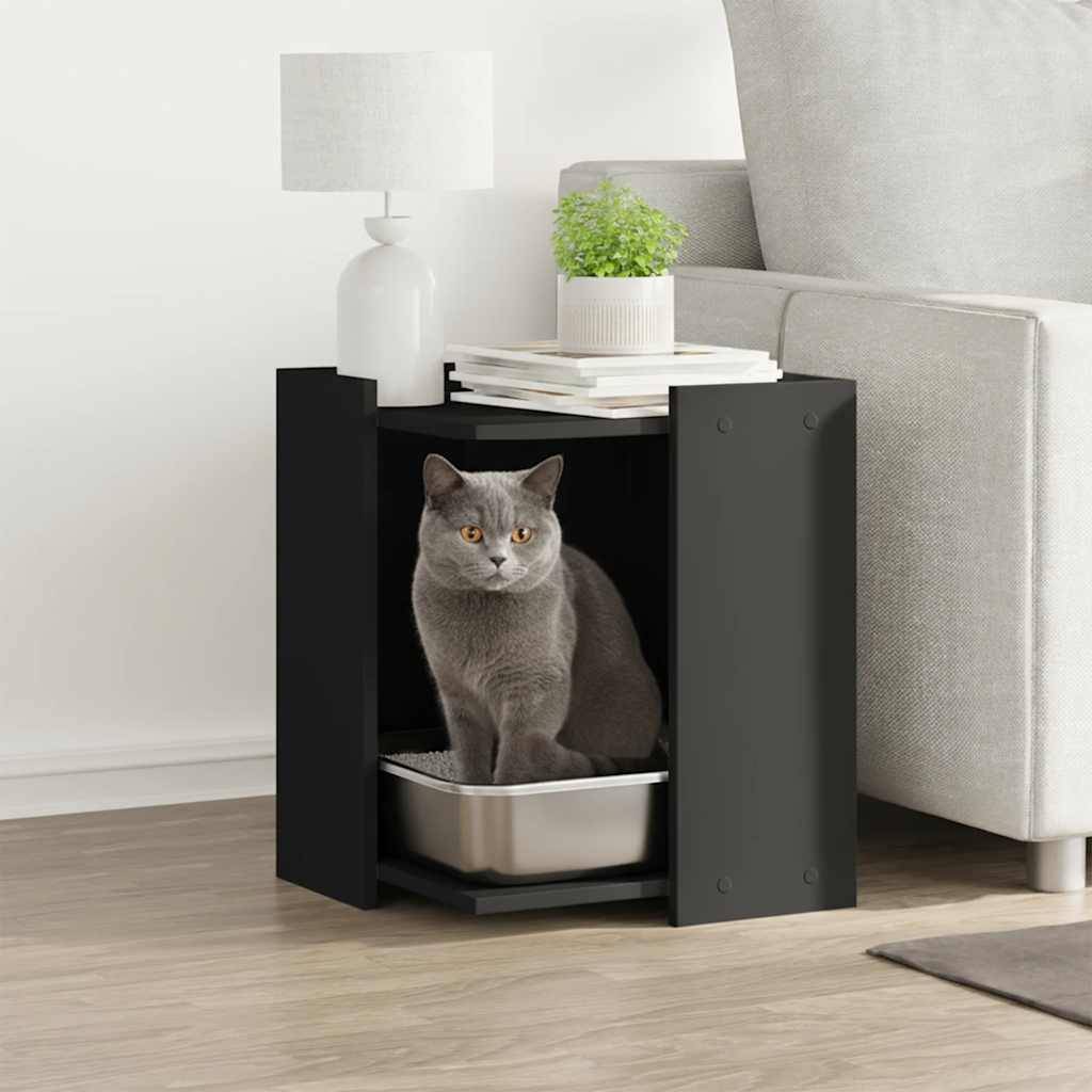 Vidaxl - Meuble de bac à litière pour chat noir bois d'ingénierie vidaXL 857743 - Image 1
