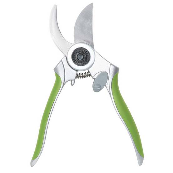 Ribimex - Sécateur acier inox lames courbes 175 mm vert