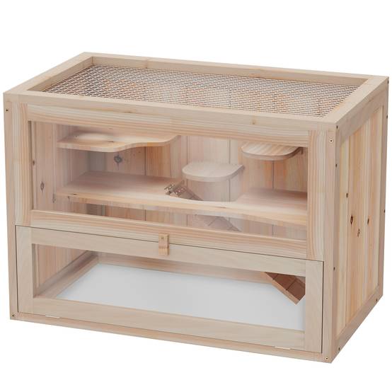 Cage pour rongeurs bois naturel 60 x 35 x 42 cm - PANGIVO - Image 2