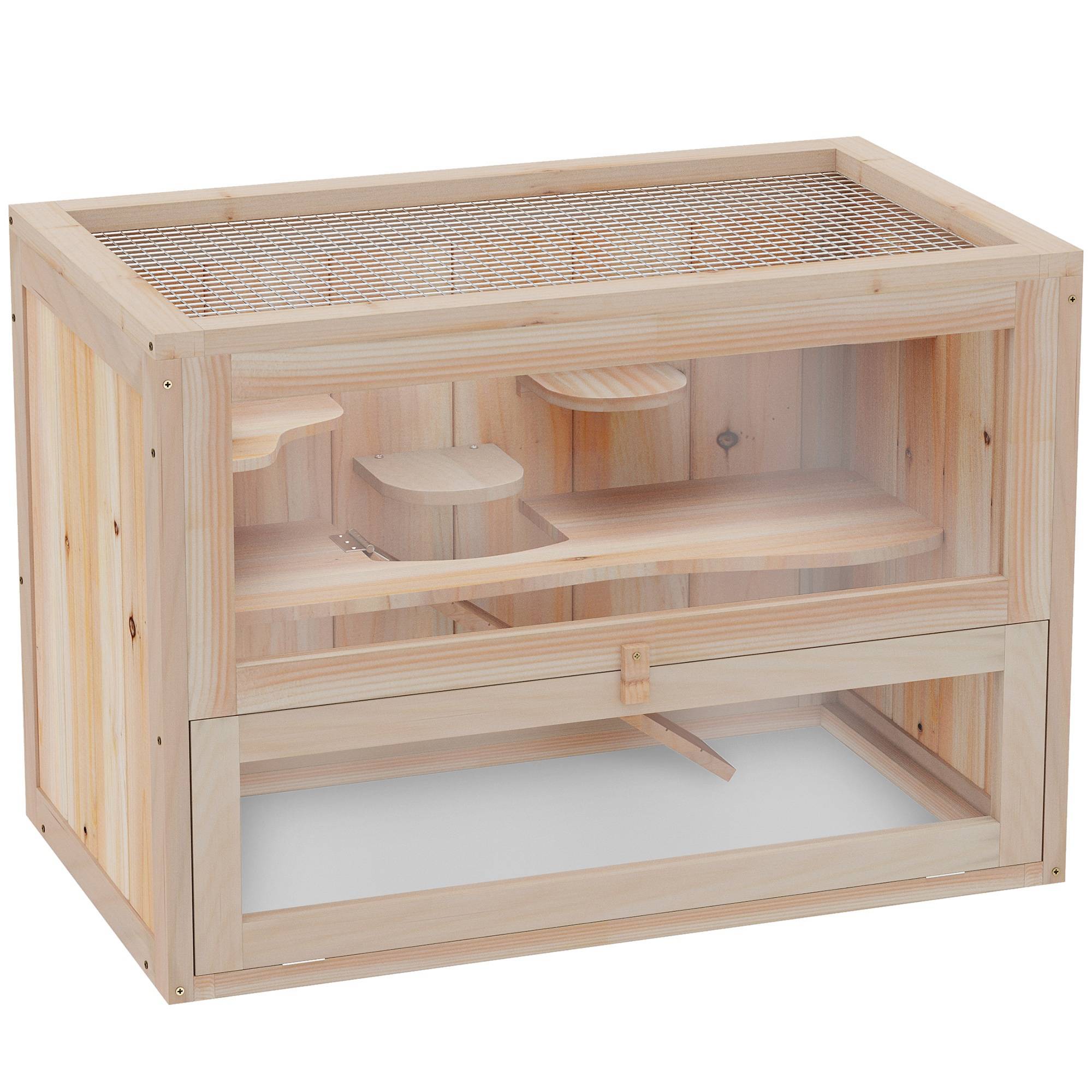 Cage pour rongeurs bois naturel 60 x 35 x 42 cm - PANGIVO - Image 1