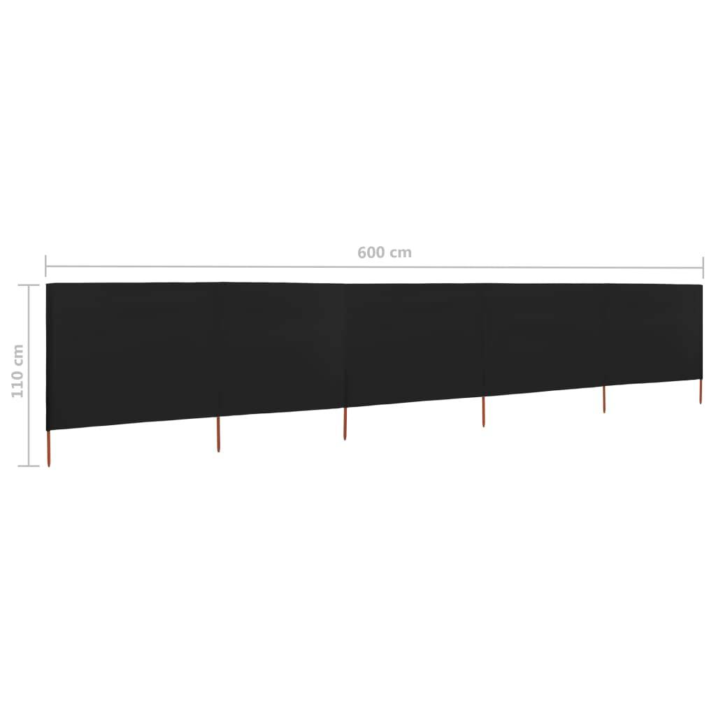 Helloshop26 - Brises-vue paravent 5 panneaux tissu 600 x 80 cm noir - Imagen 6
