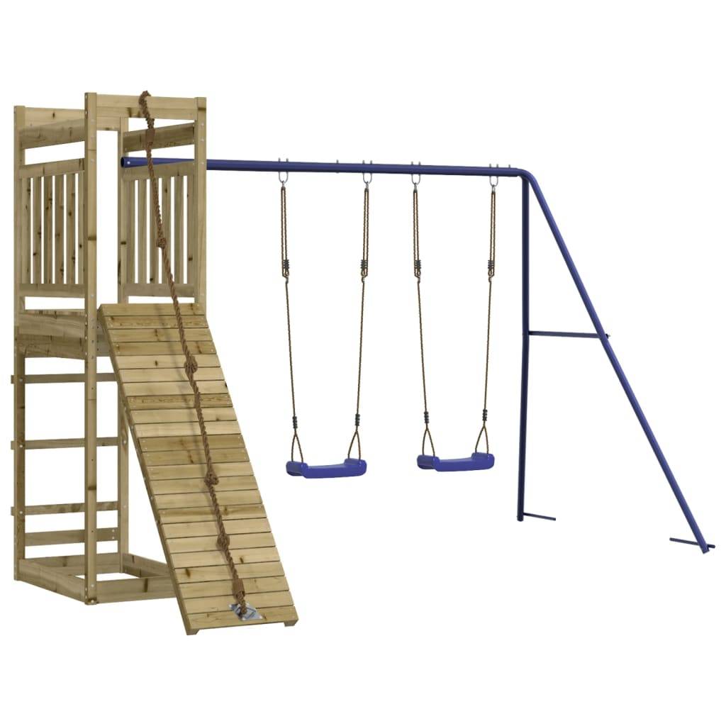 Helloshop26 - Aire de jeux d'extérieur balançoires toboggan portiques robuste jeux jardin 314 x 256 x 207 cm bois de pin imprégné - Imagen 3