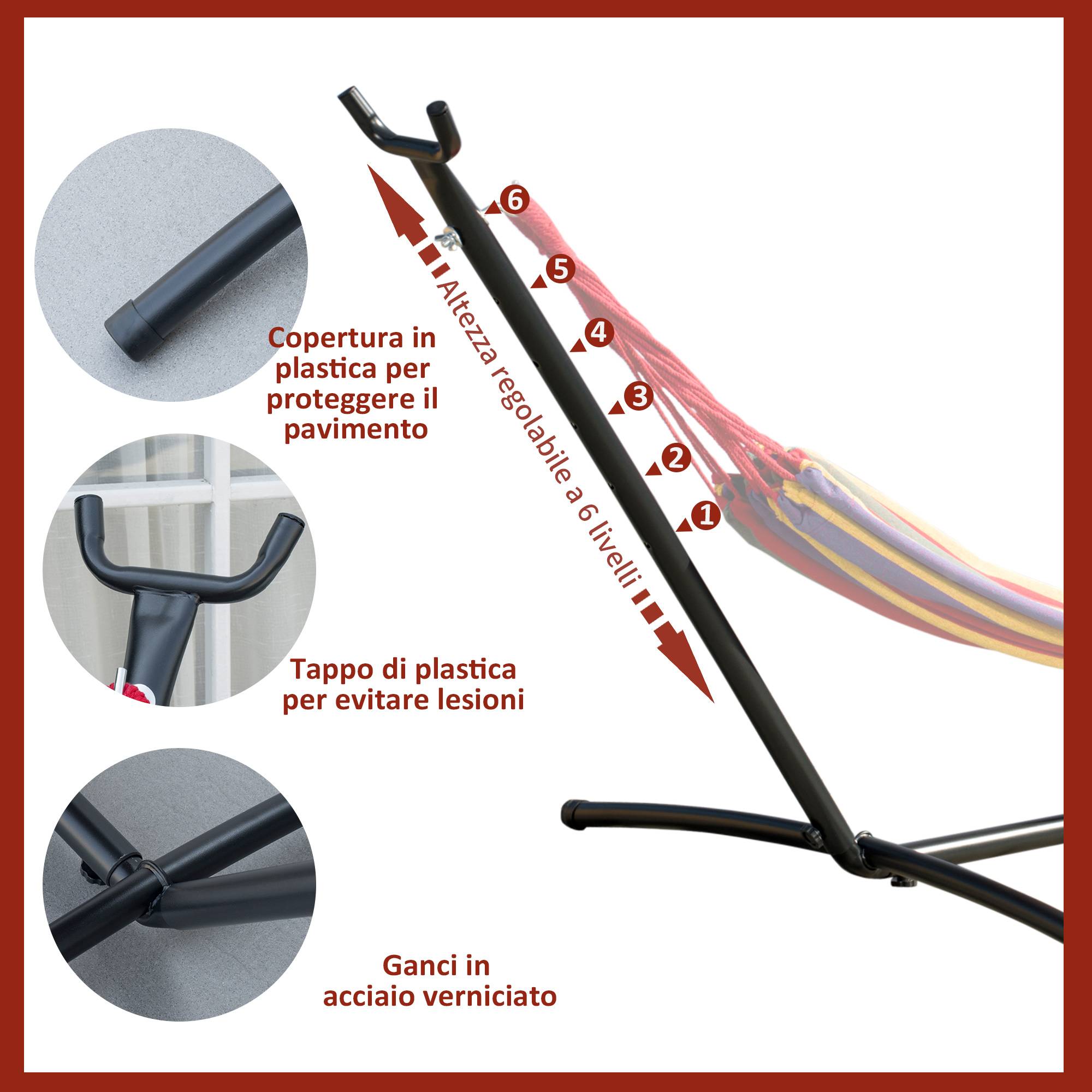 Cadre de support réglable pour hamac, charge max. 120 kg, 280 x 120 x 110 cm, noir - Image 6