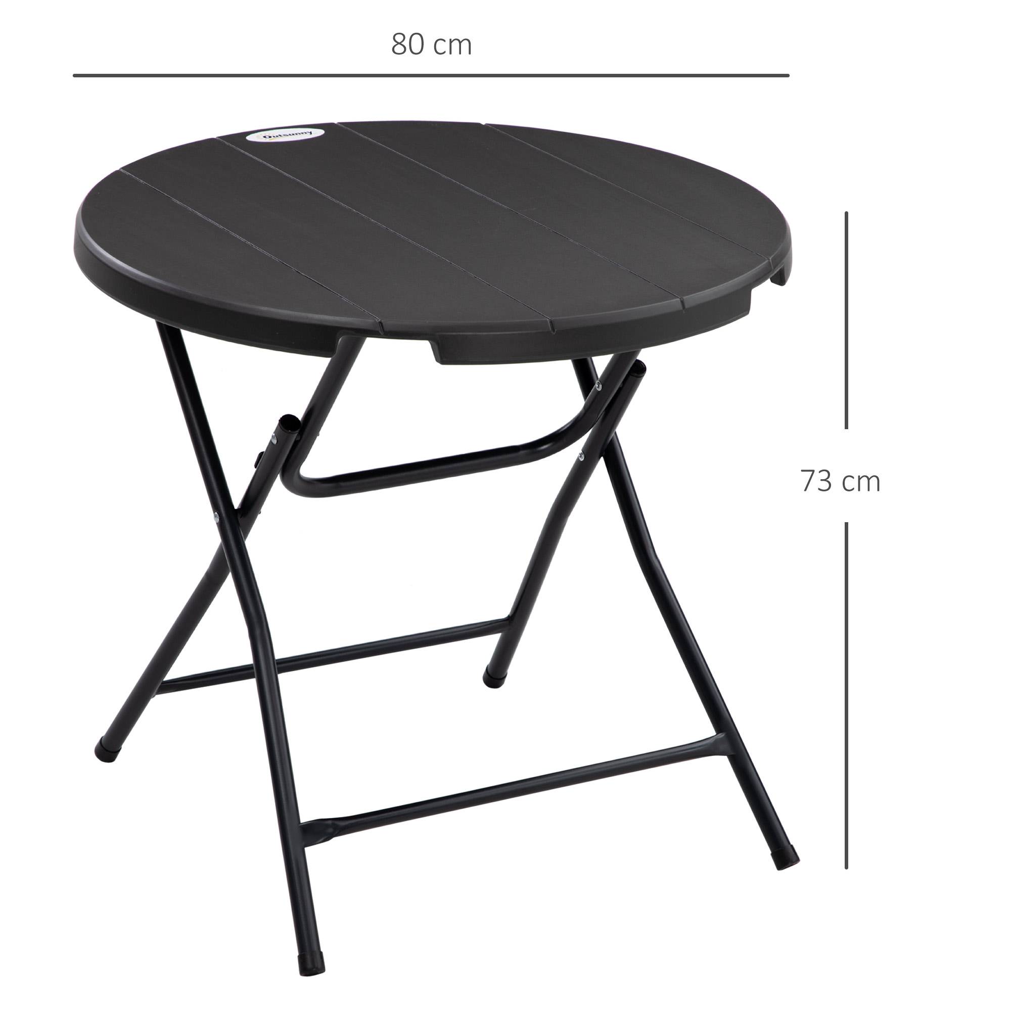 Table de jardin ronde pliante pour 4 personnes Ø80cm, aspect bois gris foncé, idéale pour balcon et terrasse - Image 3