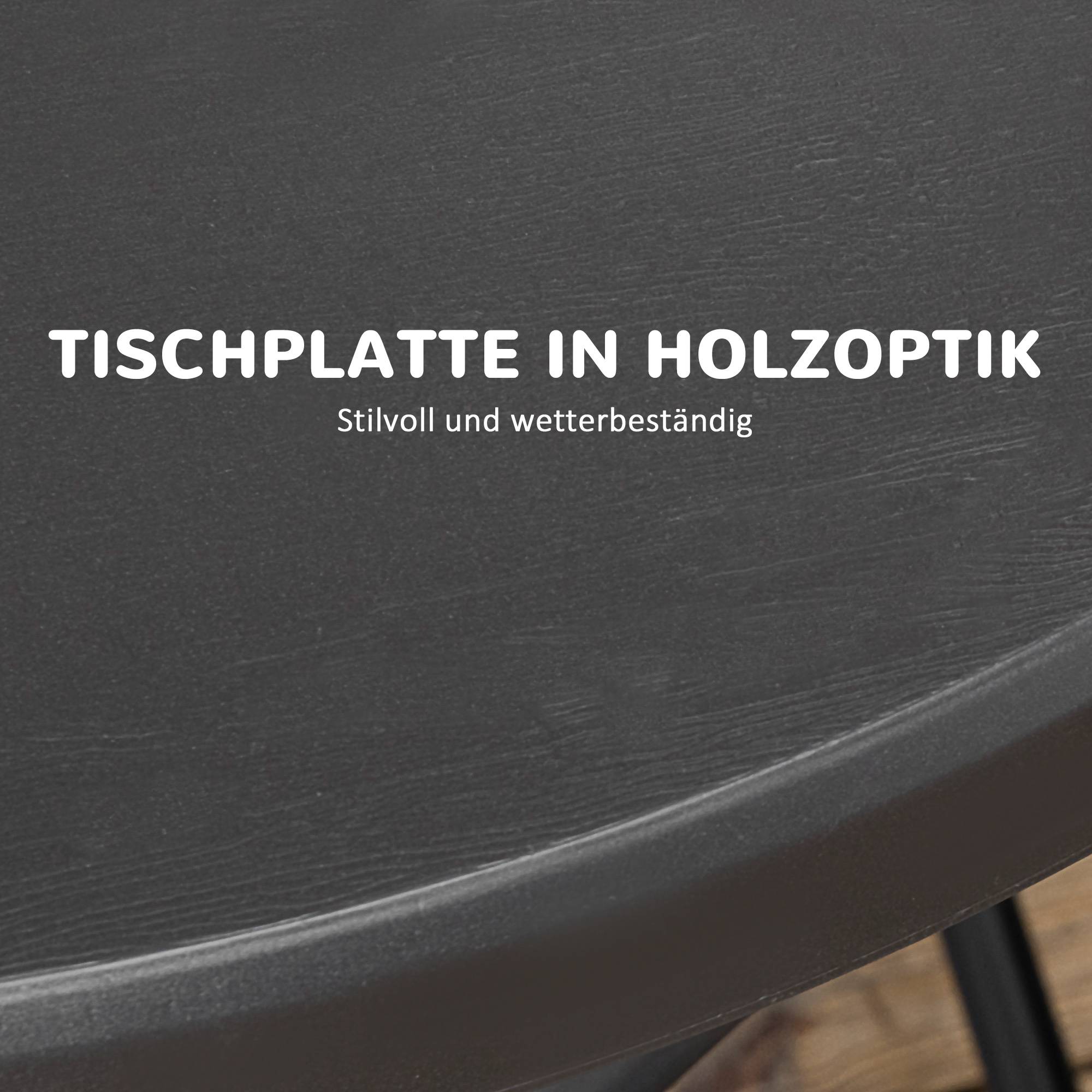 Table de jardin ronde pliante pour 4 personnes Ø80cm, aspect bois gris foncé, idéale pour balcon et terrasse - Image 5
