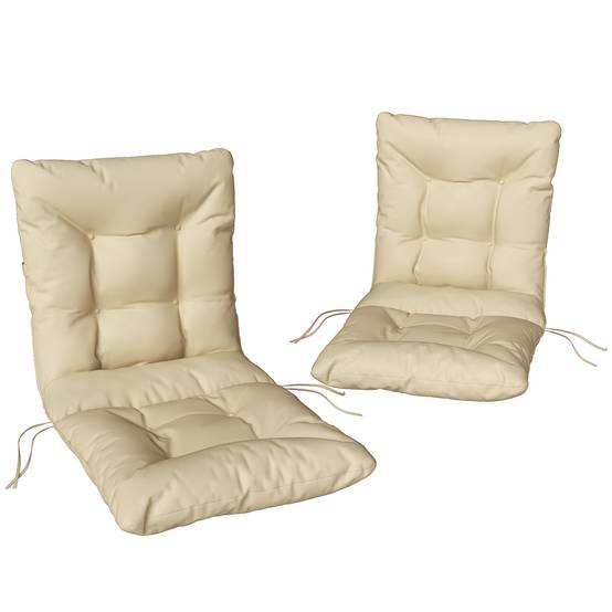 Outsunny - Lot de 2 coussins de chaise d'extérieur attaches - intérieur et extérieur - polyester - 120 x 50 x 8 cm - beige - Outsunny - Image 1