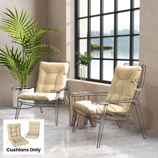 Outsunny - Lot de 2 coussins de chaise d'extérieur attaches - intérieur et extérieur - polyester - 120 x 50 x 8 cm - beige - Outsunny - Image 2
