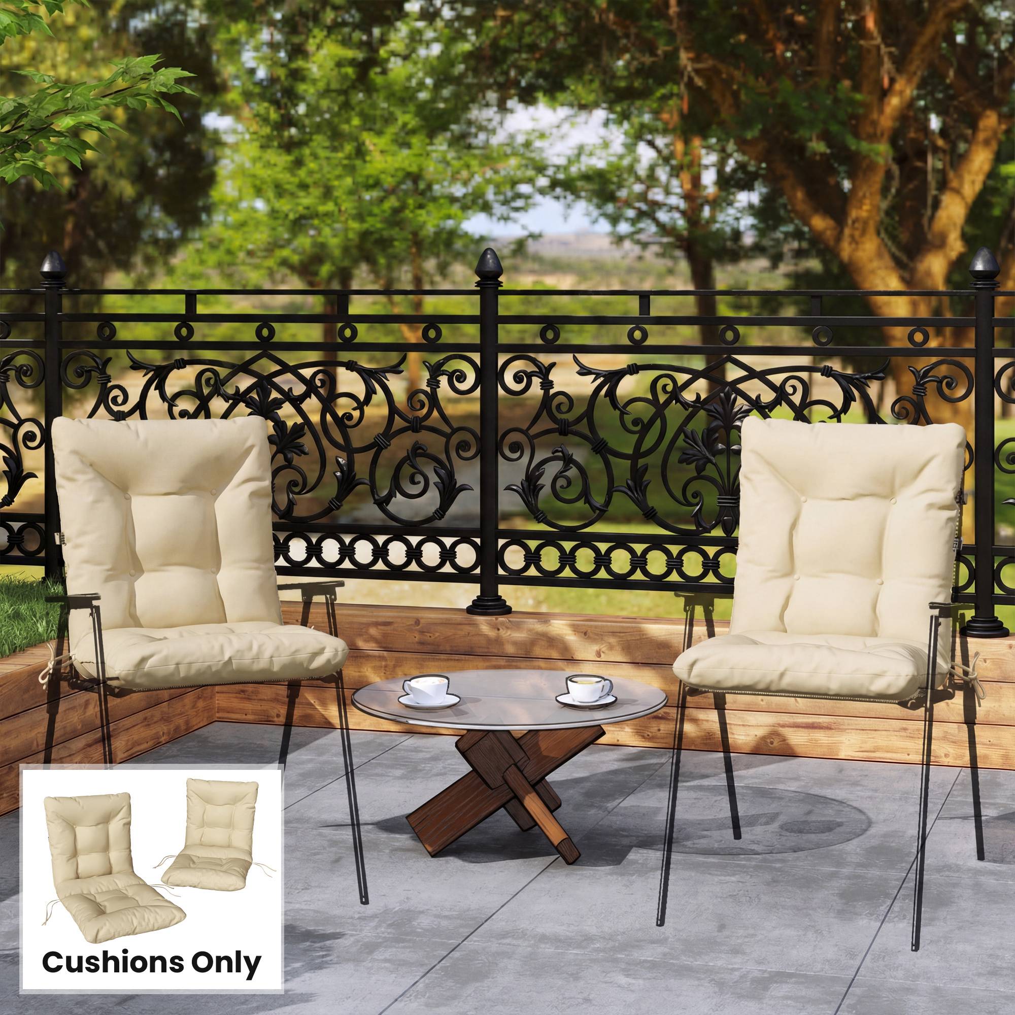 Outsunny - Lot de 2 coussins de chaise d'extérieur attaches - intérieur et extérieur - polyester - 120 x 50 x 8 cm - beige - Outsunny - Image 6