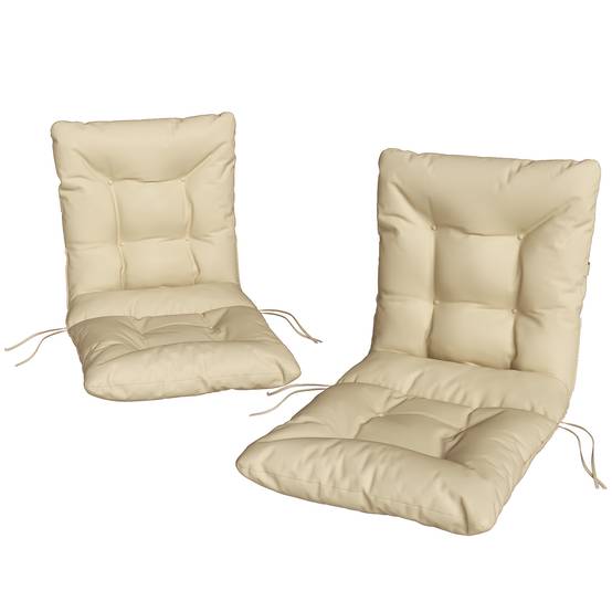 Outsunny - Lot de 2 coussins de chaise d'extérieur attaches - intérieur et extérieur - polyester - 120 x 50 x 8 cm - beige - Outsunny - Image 5