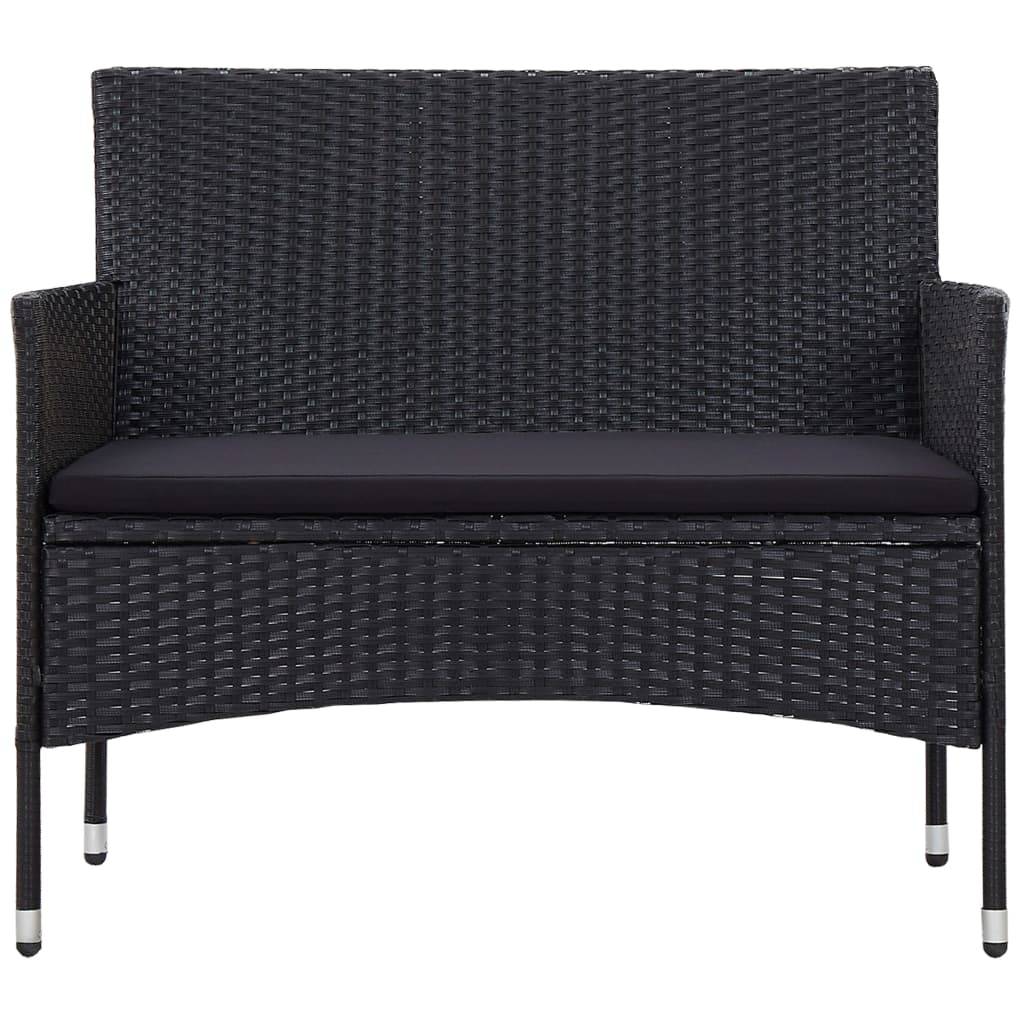 Vidaxl - Salon de jardin 4 pcs avec coussins Résine tressée Noir vidaXL 45813 - Imagen 9