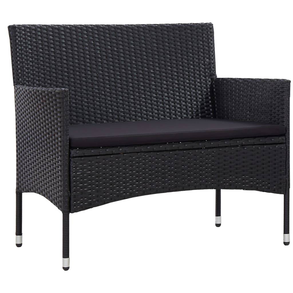 Vidaxl - Salon de jardin 4 pcs avec coussins Résine tressée Noir vidaXL 45813 - Imagen 2