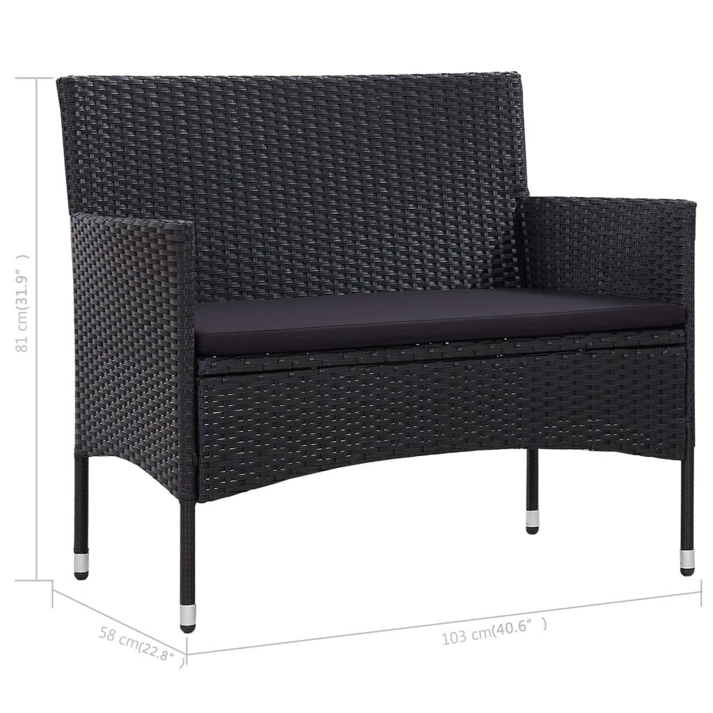 Vidaxl - Salon de jardin 4 pcs avec coussins Résine tressée Noir vidaXL 45813 - Imagen 3